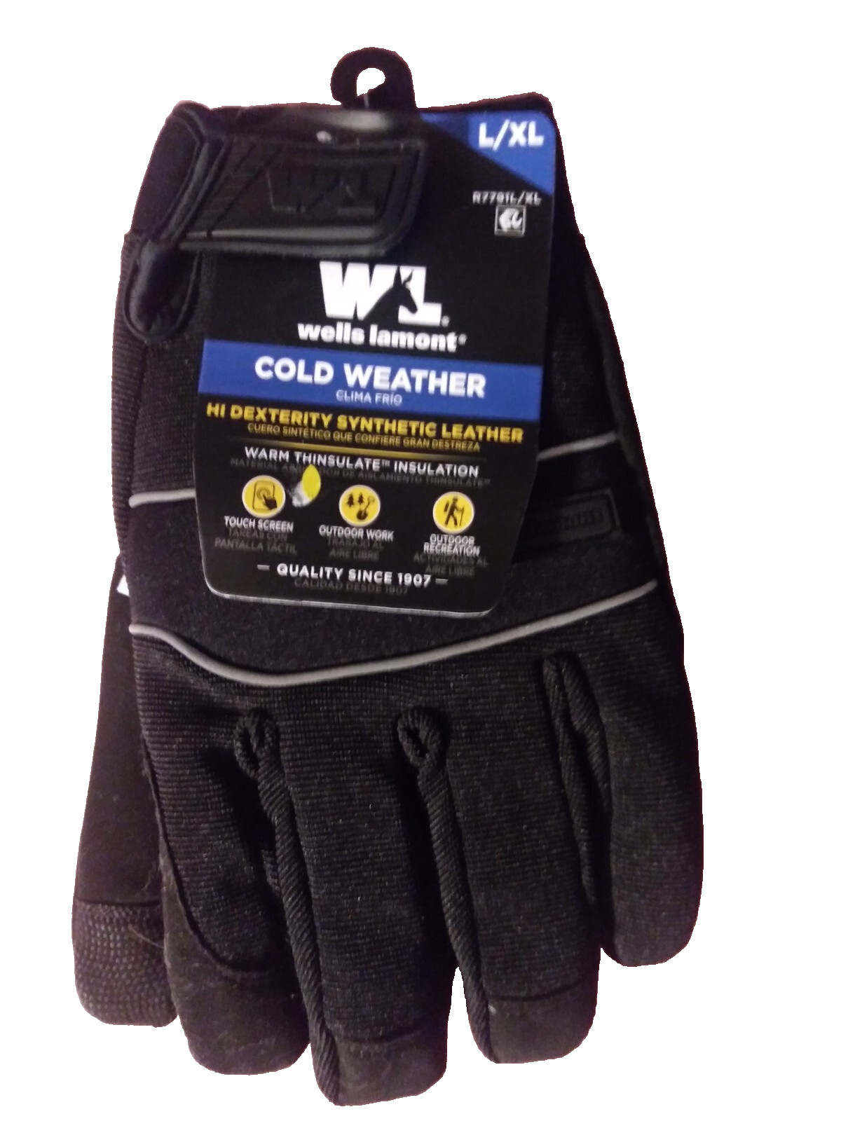NEW Black Mens L XL Wells Lamont Hi Dexterity Synthetic Leather work gloves