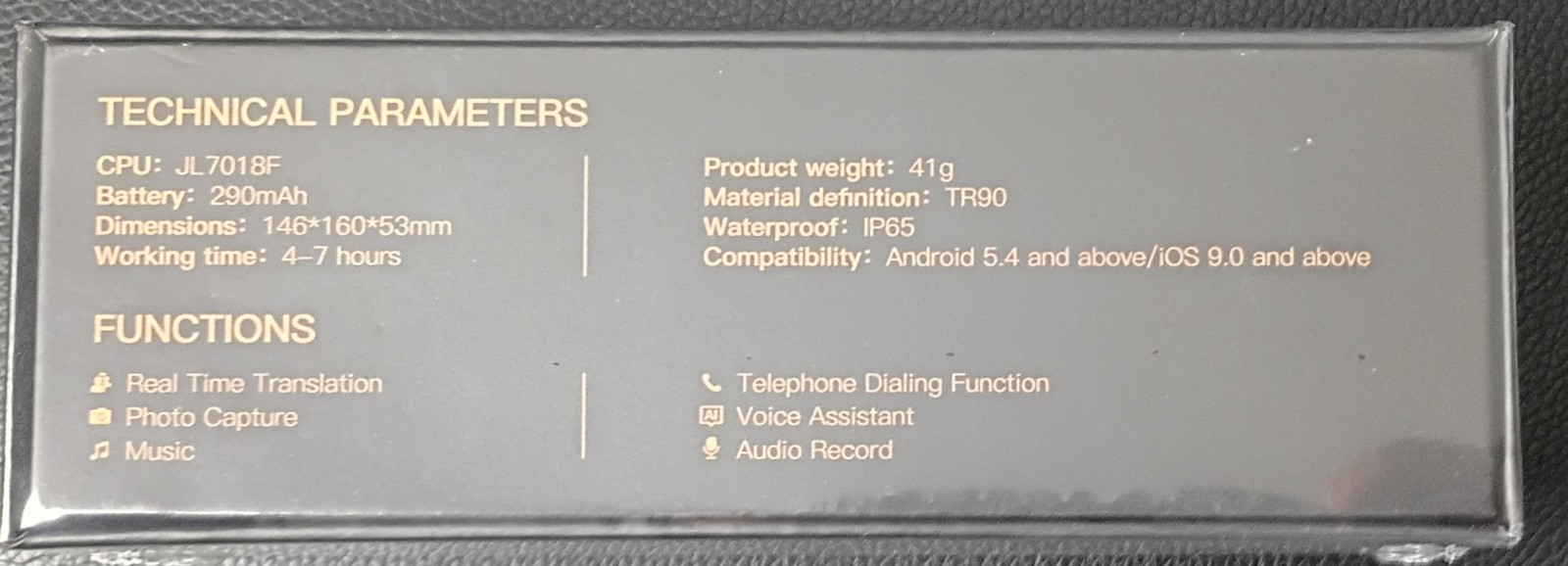 Smart Glasses TR90 IP65 Bluetooth Real-Time Translation Android/iOS