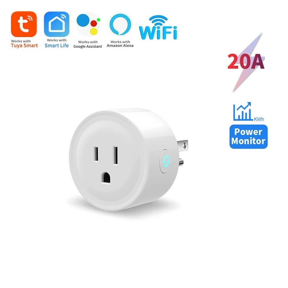 20A WiFi Smart Plug US Tuya Power Monitor Alexa Google Home Voice Control