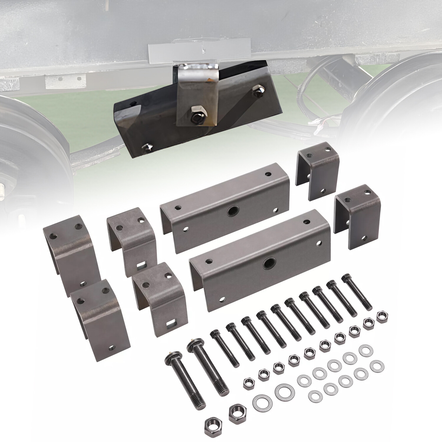 Steel Tandem Axle Slipper Spring Trailer Hanger Kit  For 2" wide slipper spring