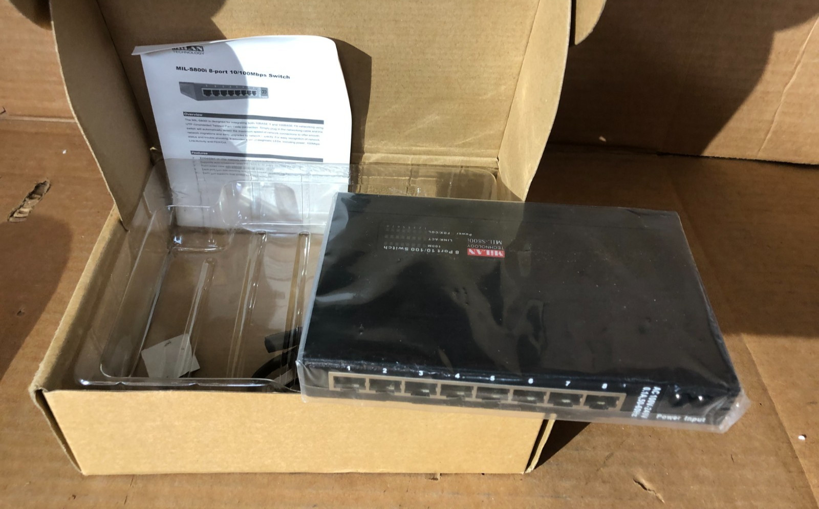 Milan MIL-S800I 8 Port 10/100 Ethernet Switch 94001027_a Rev E