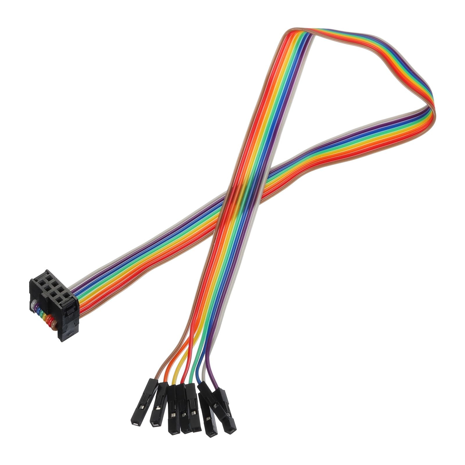 1 PCS IDC Rainbow Wire Flat Ribbon Cable FCFemale To 8P 11.8 Inch 2.54mm