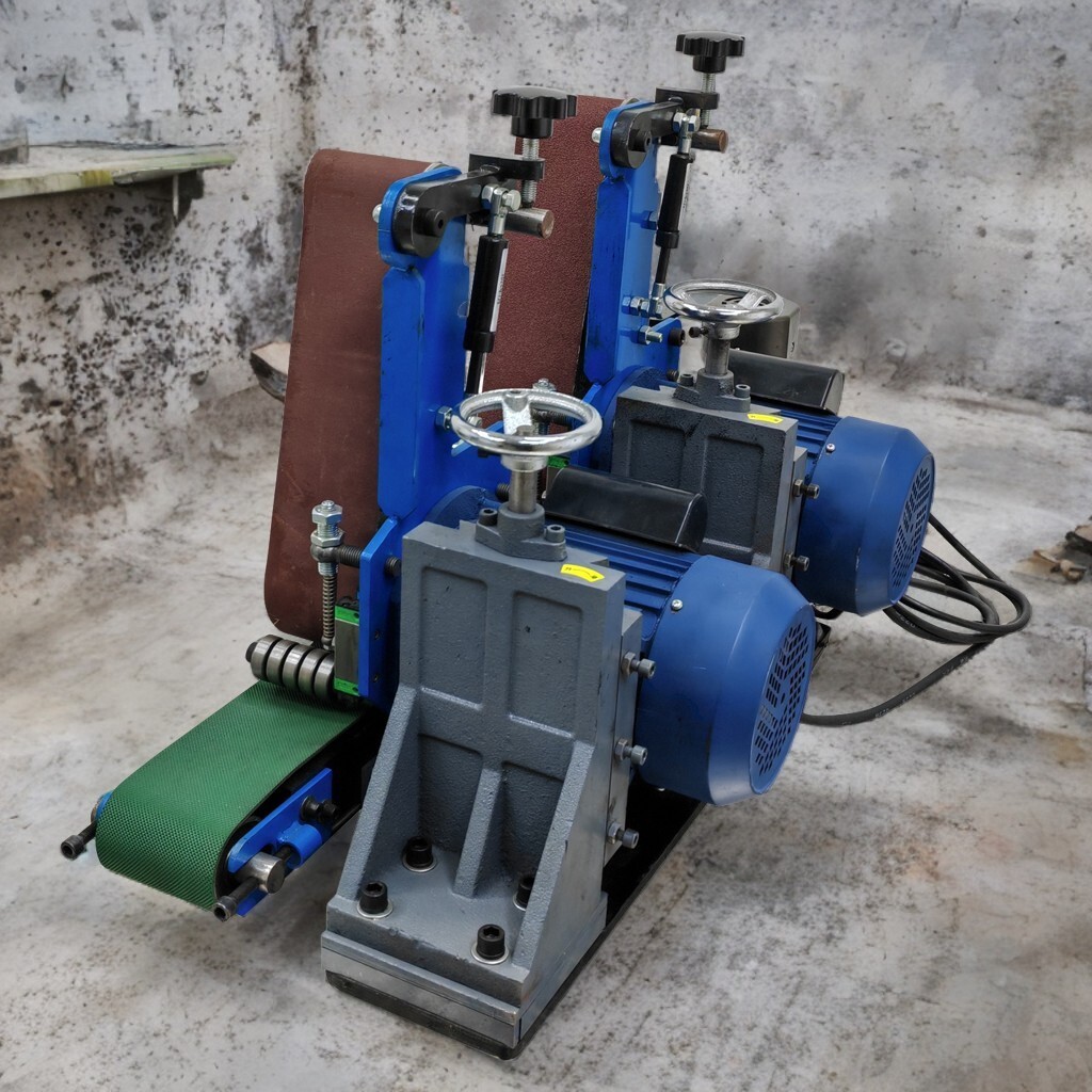 2Station Belt Sander220V Flat Rust Drawing Deburring Polishing Grinder Sharpener