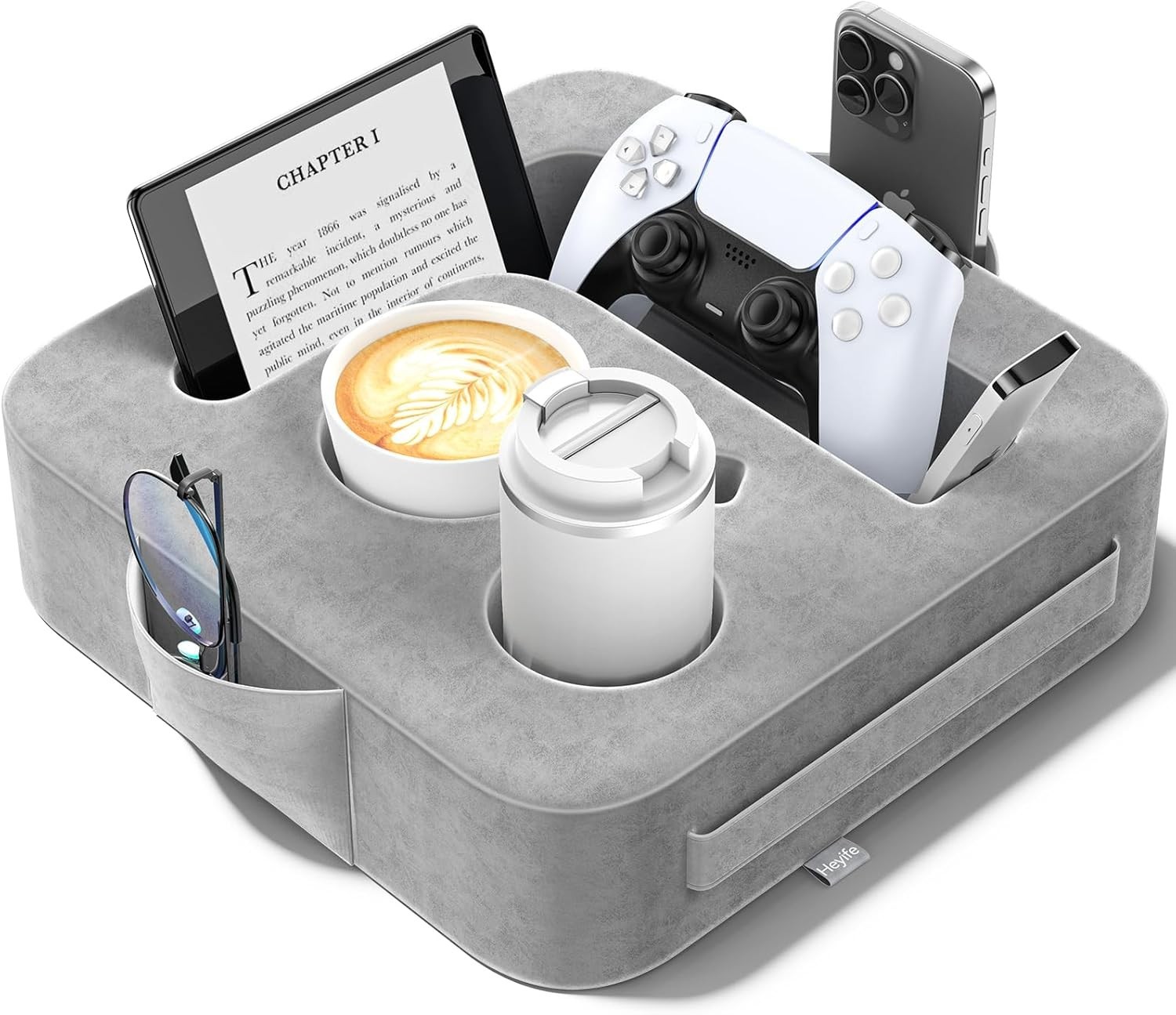 Couch Cup Holder Pillow, Sofa and Bed Caddy for Ipad, Kindle, Switch, Game Contr