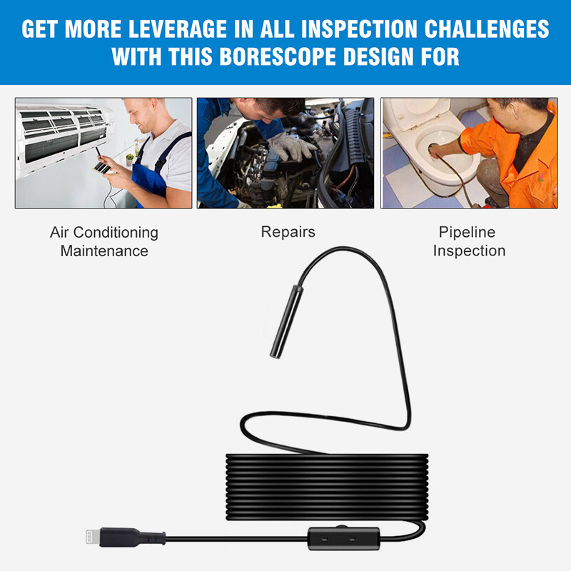 Slim 5.5mm Lens Endoscope Inspection Camera For iPhone/iPad/iOS Borescope Cable
