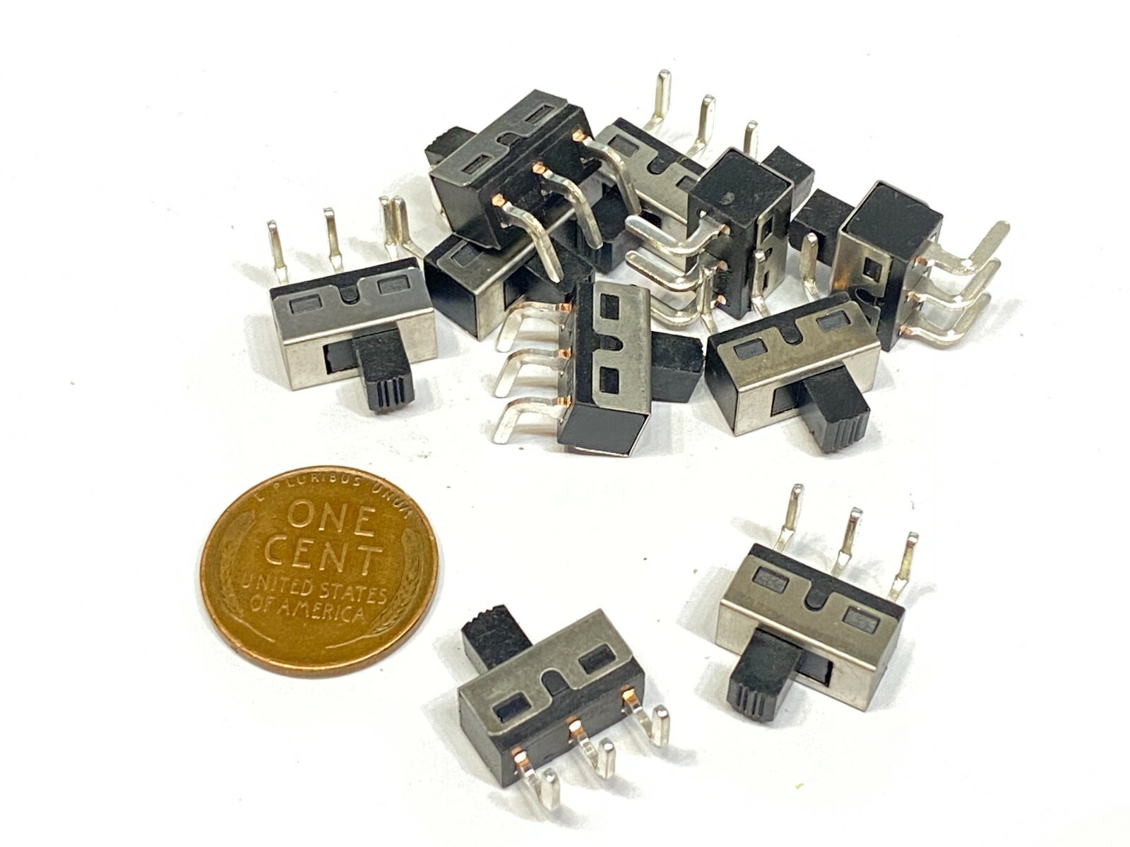 10 x Slide switch 1P2T 3pin on/off SS-12D06G5 Angled Terminal Miniature  E14