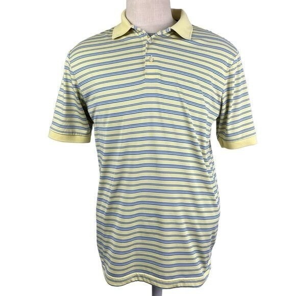 Preppy Golfcore Striped Polo Yellow Blue Chaps 78 Country Club Vibe Dadcore M