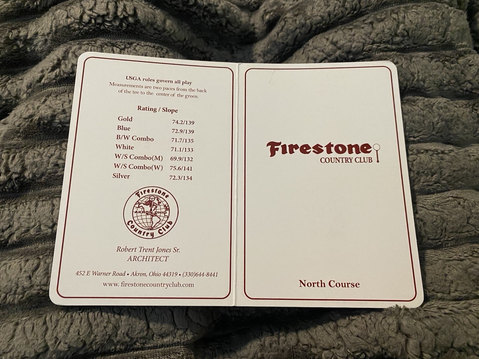 Firestone Country Club North Course Golf Scorecard American Golf Classic Host