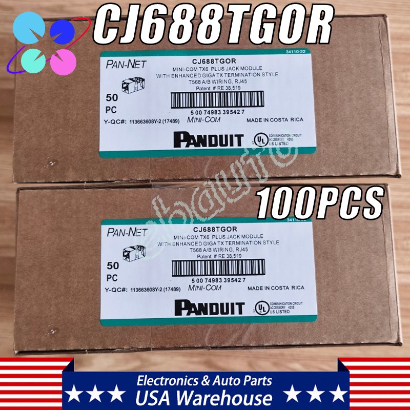 100PCS Fr Panduit CJ688TGOR GigaTX Cat6 Mini-Com RJ45 Network Jack Module Orange