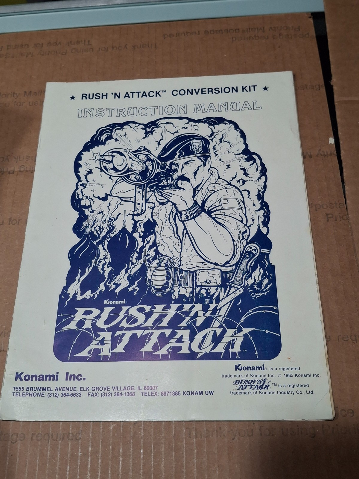 Konami Rush N Attack  Arcade Video Game Operation Maintenance Service Manual