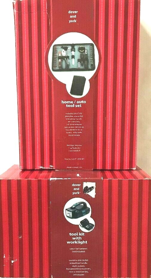 New Dover & York Home/Auto Tool Set OR Tool Kit W/Worklight - Choice