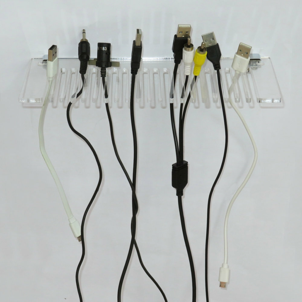 Acrylic Wall Mountable Cable Hanger and Organizer ;Ranges from 3-5mm Spaces