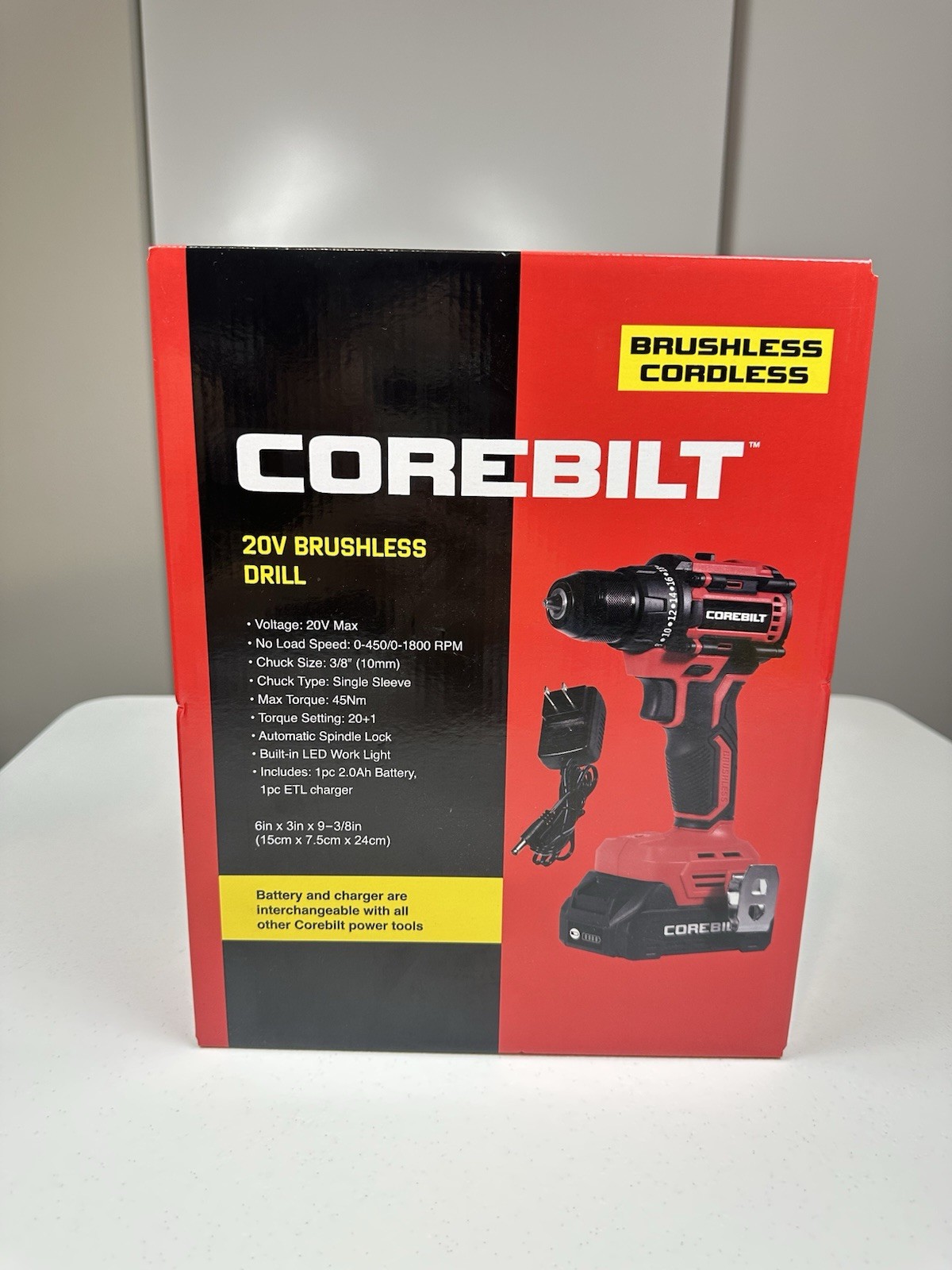 Corebilt 20v Cordless Drill with Battery and Charger and Case New in Sealed Box