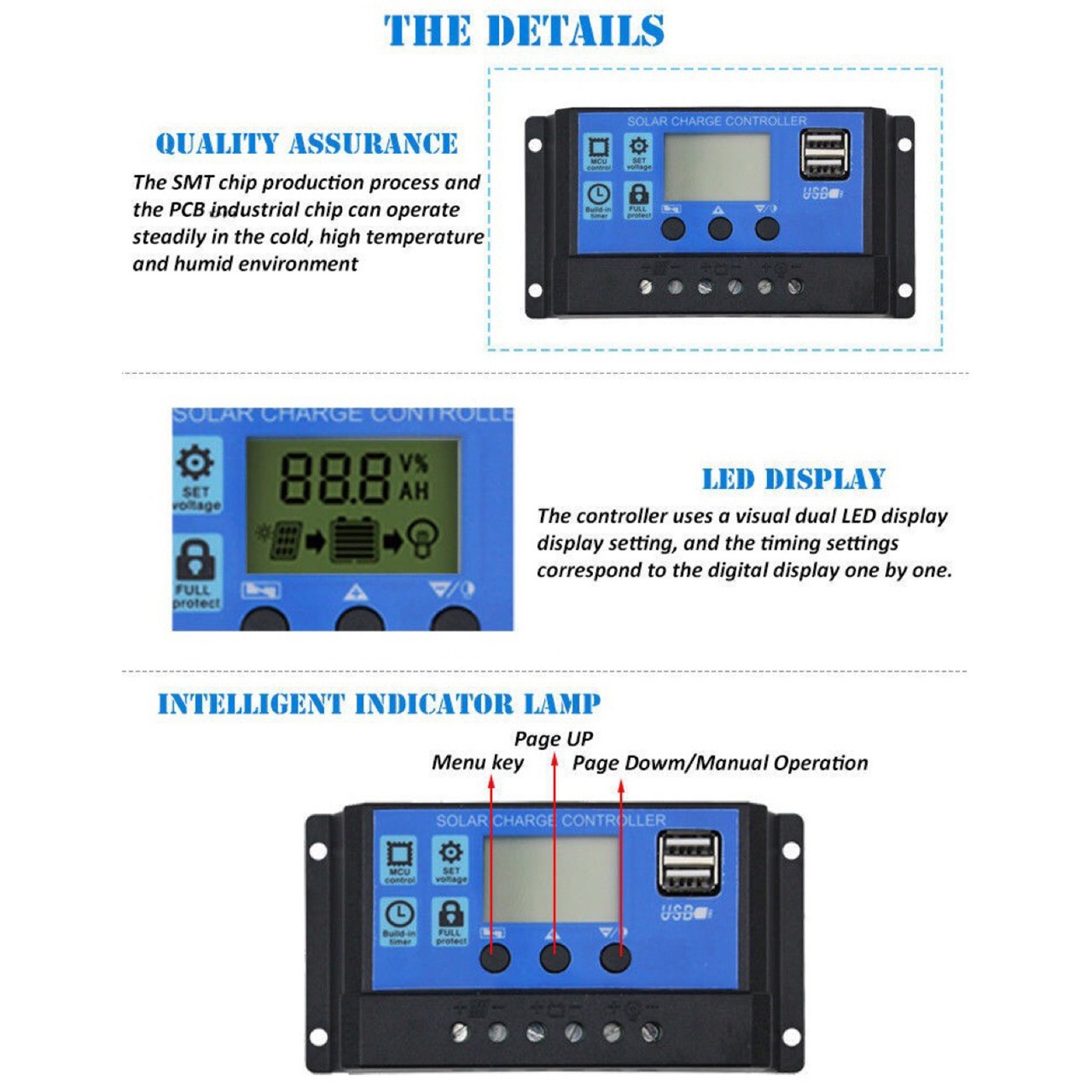 60A MPPT Solar Panel Regulator Charge Controller 12V/24V Auto Focus Tracking