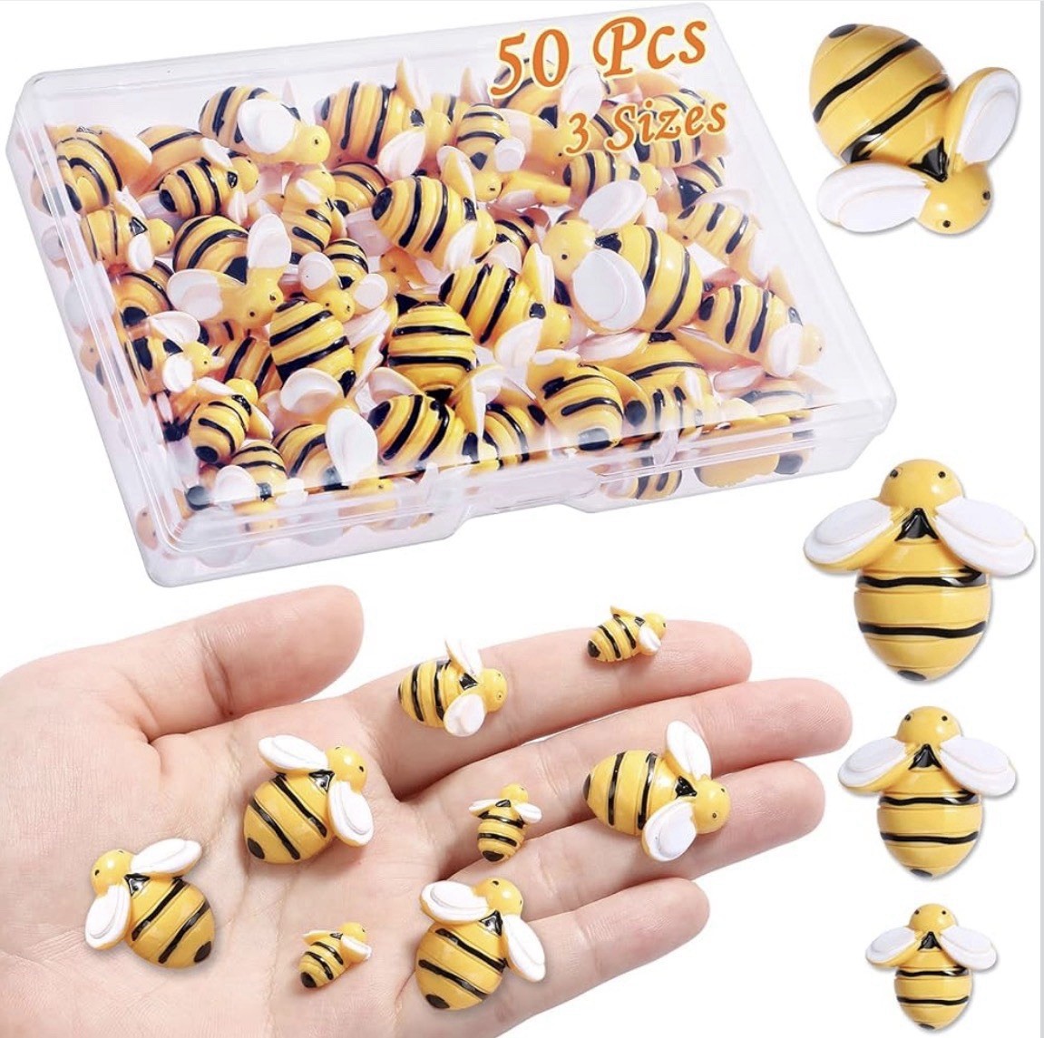 50 Pieces Tiny Resin Bees,Tiny Resin Garden Bumblebees Embellishment Bee Deco...