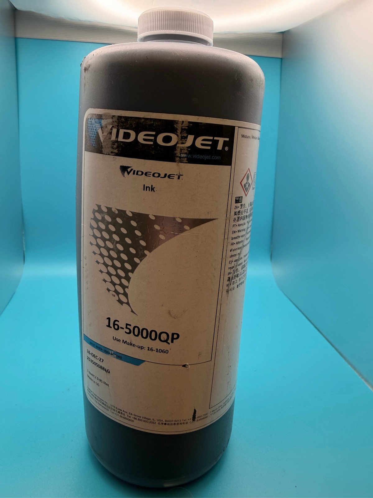 Videojet 16-5000QP Black Ink 1 Quart 0.95L Exp 16-DEC-27
