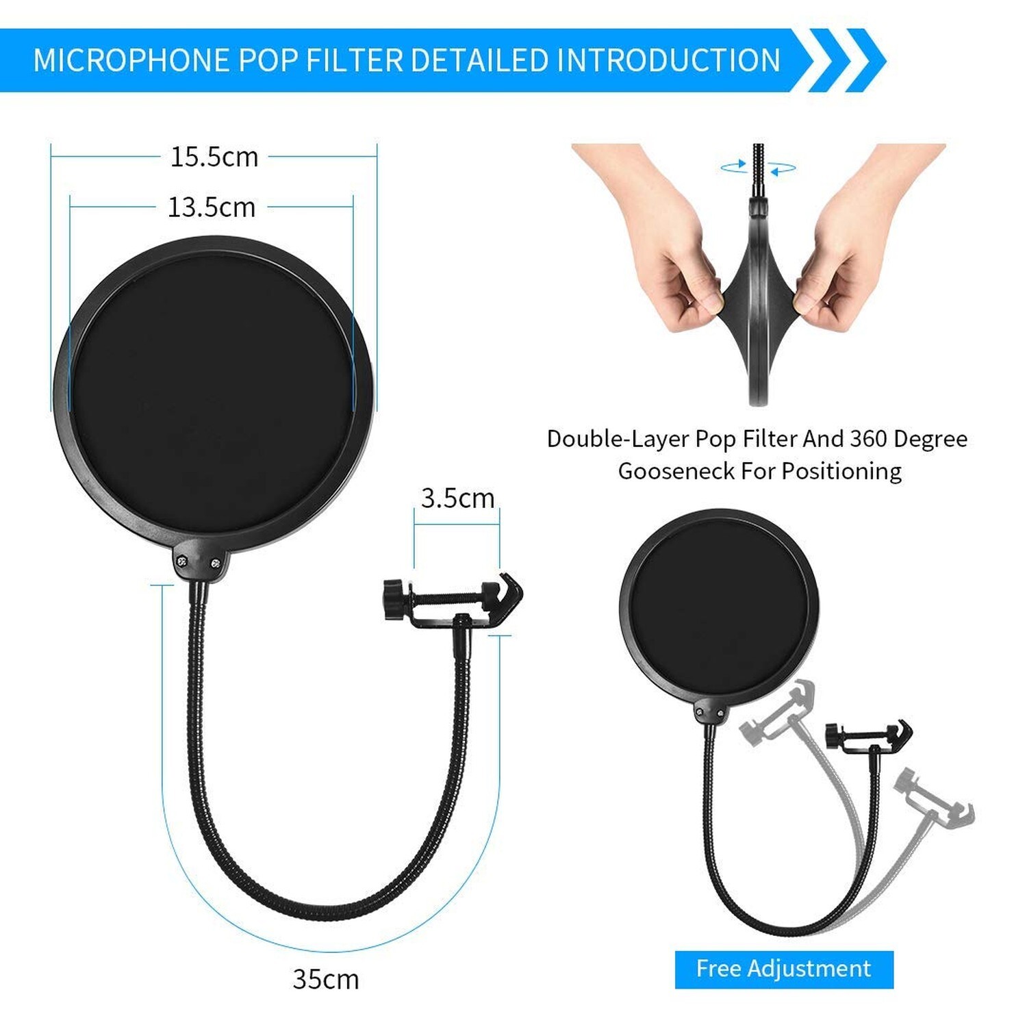 Microphone Floor Stand for Blue Yeti, Nano, Snowball, HyperX,Razer,Logitech U...