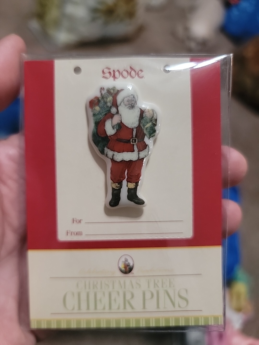 Spode Christmas Tree Cheer American Santa Pin 2004