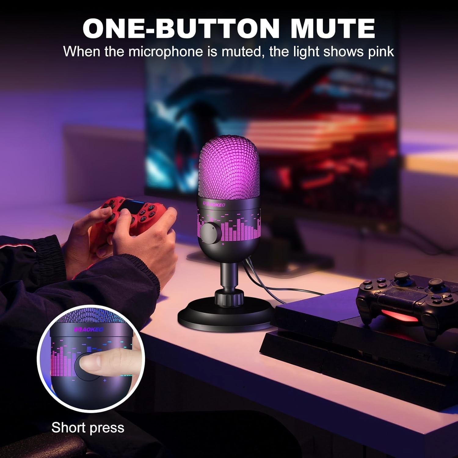 AK-1i USB Condenser Microphone for PC, Mac & PS4/5 with Mute Function