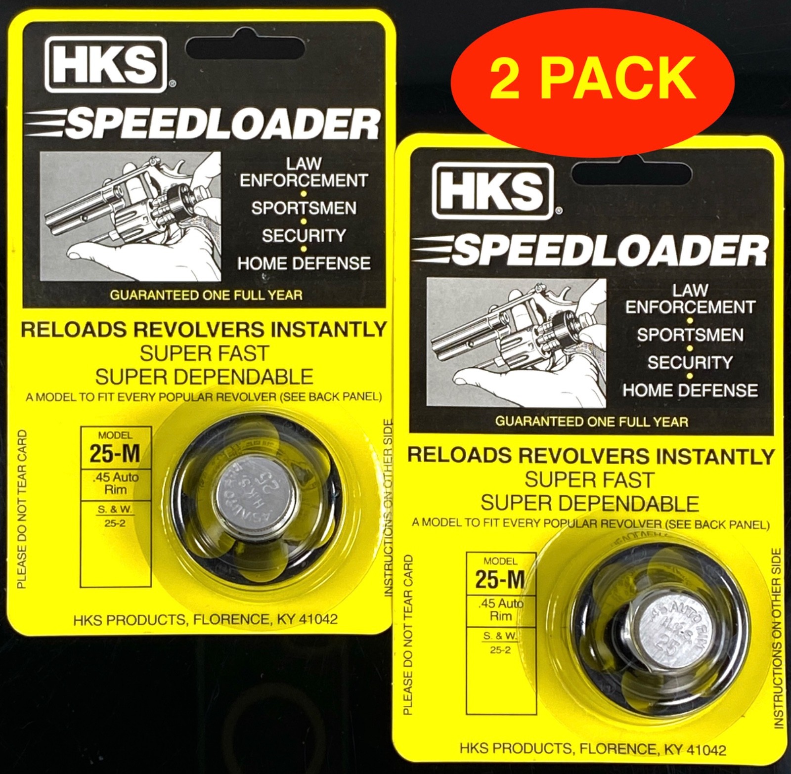 HKS 25M Speedloader .45 Auto Rim for S&W 6-Shot 25-2   *2 PACK*