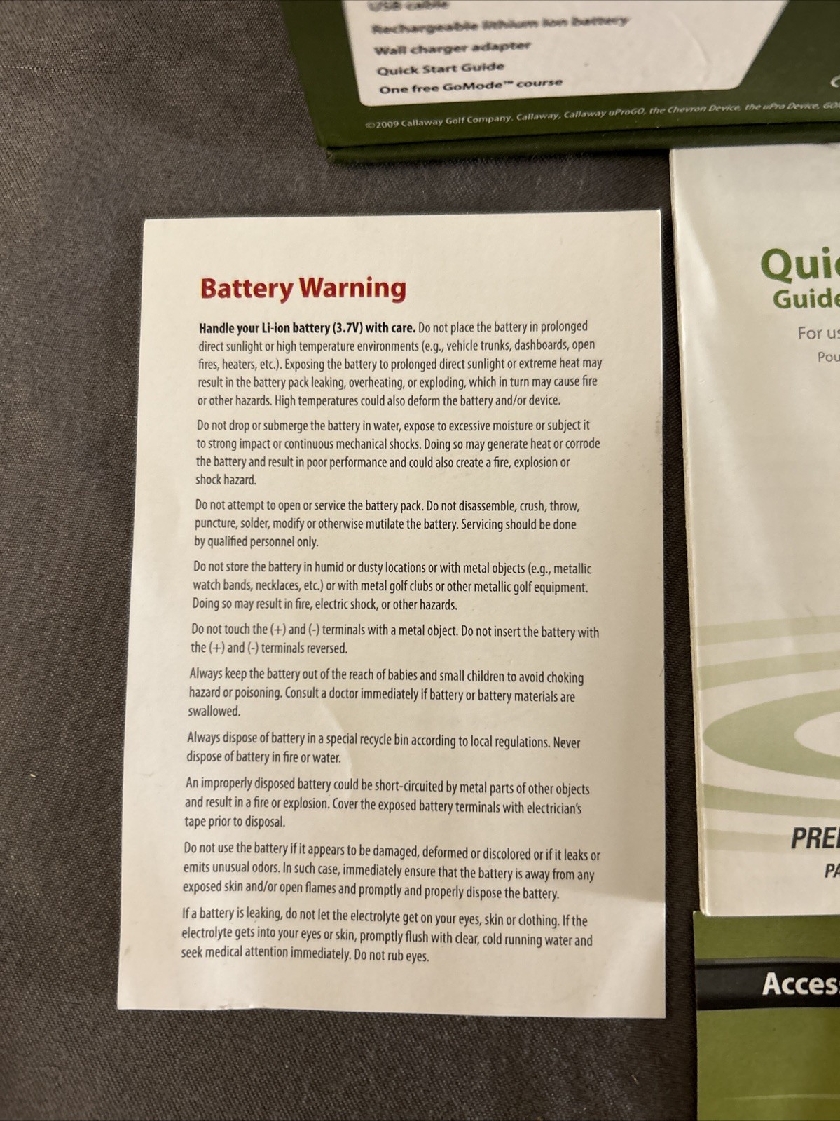 Callaway Upro Go Handheld GPS Rangefinder Pre-Loaded Courses