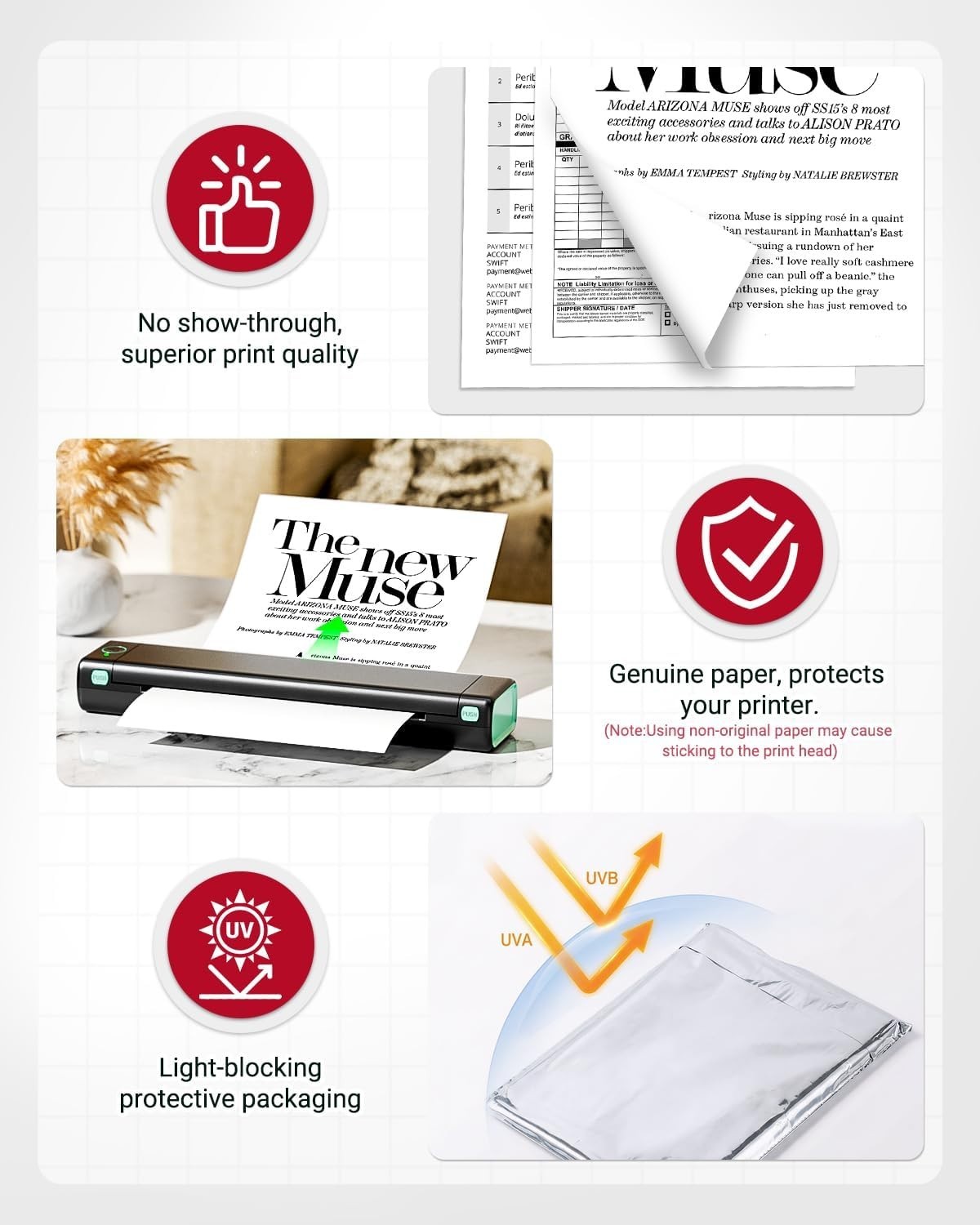 Jam-Proof 8.5"x11" Thermal Paper - 100 Sheet Pack for Clear Document Printing