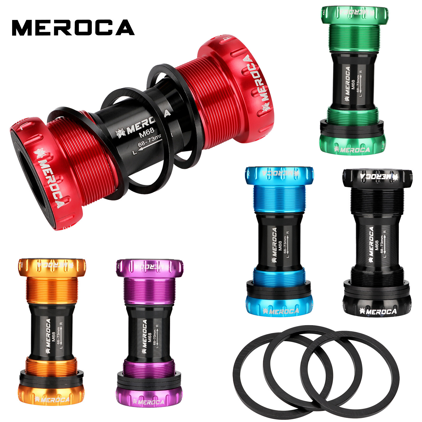 MEROCA BB68/73mm Bottom Bracket BSA MTB Bike BC1.37-24T 24mm for SHIMANO SRAM