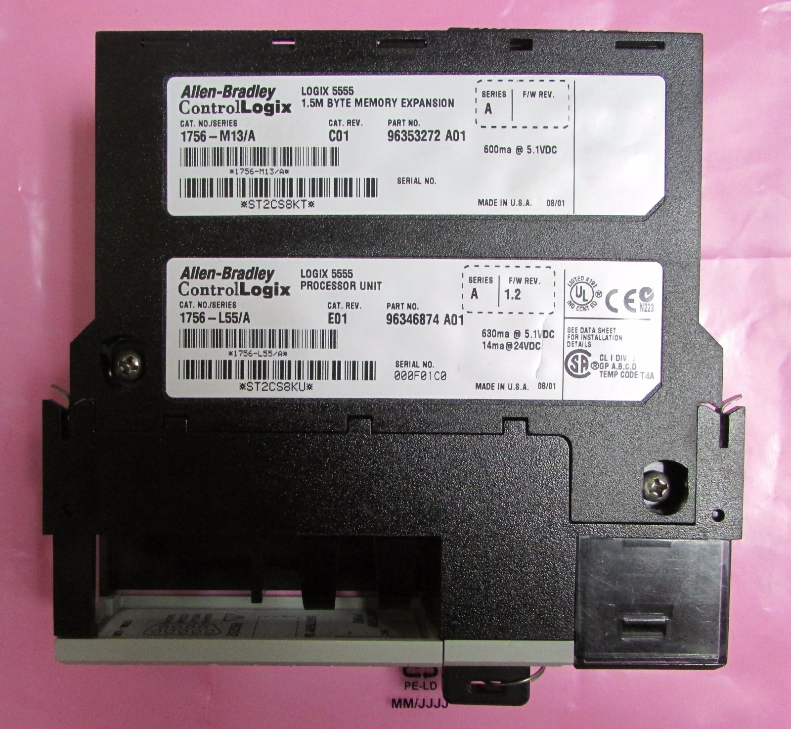 ALLEN BRADLEY 1756 L55 Series A Logix 5555 Processor Unit 1756 M13 Memory