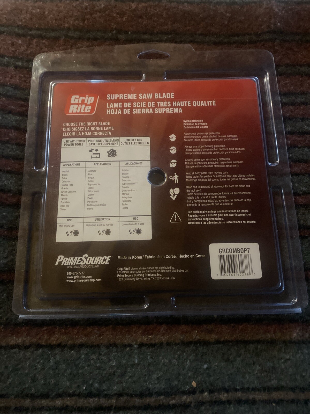 Grip-Rite GRCOMBOP7 7" Diamond Tile Blade Premium ComboPro Brand New