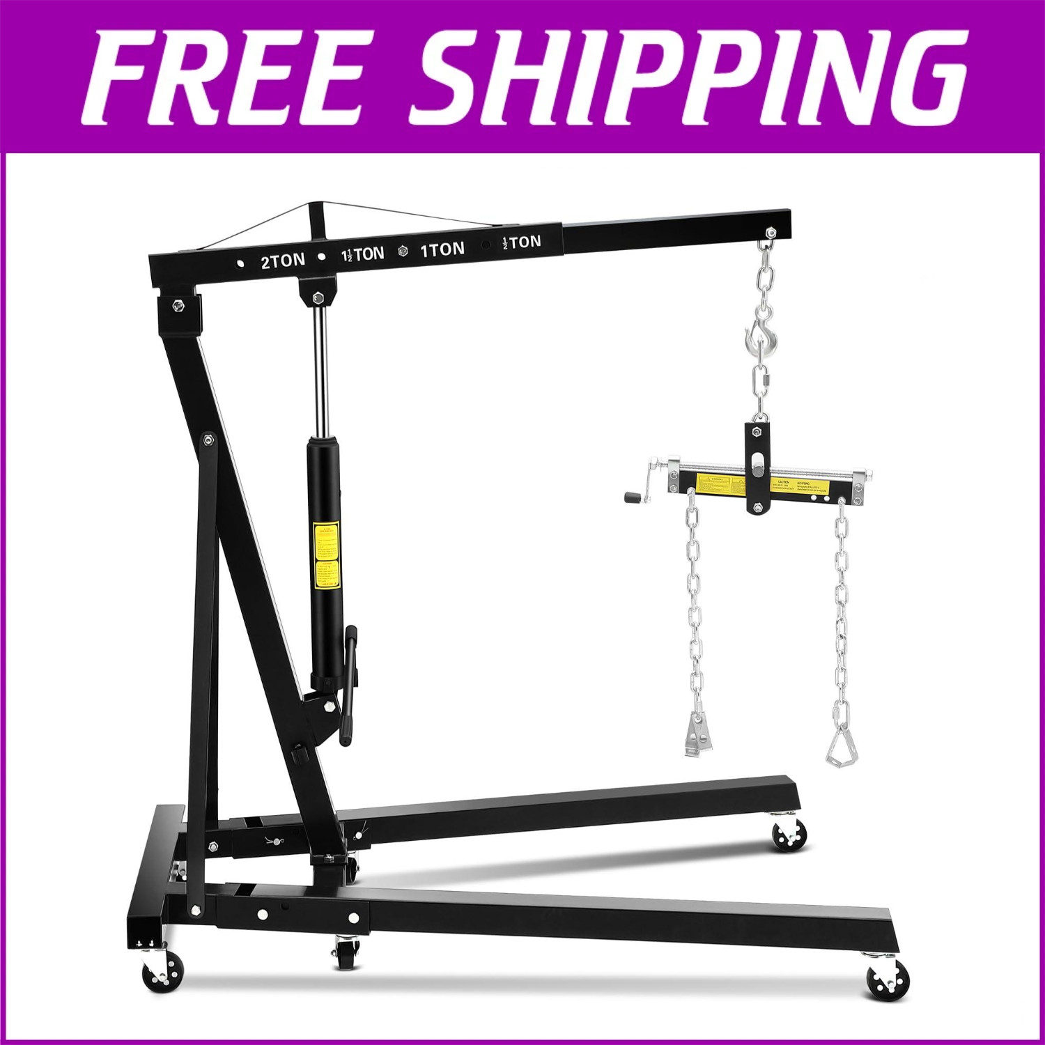 Heavy Duty Engine Hoist Leveler Cherry Picker Shop Crane Load Lift Tool 4400 Lbs