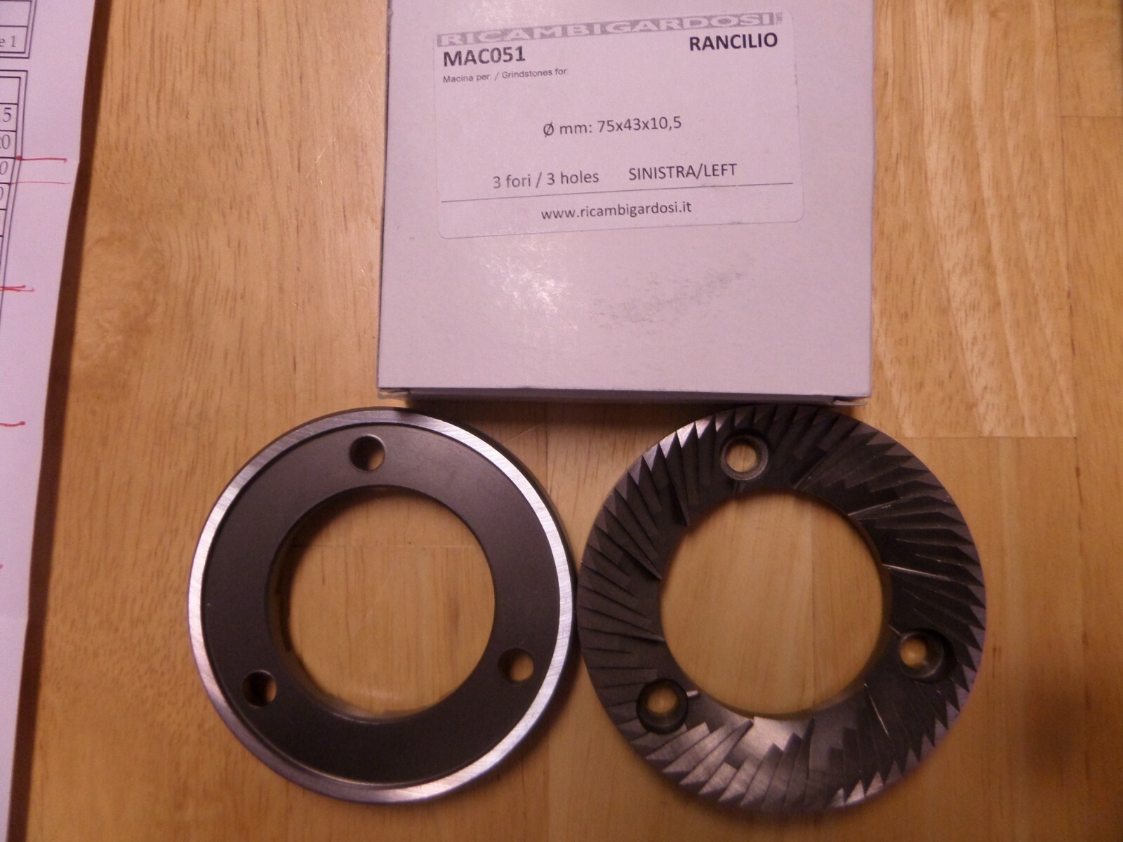 Grinding Burrs - Rancilio Md80, Promac Md75(pair) 75x43x10 Lh, 1251072