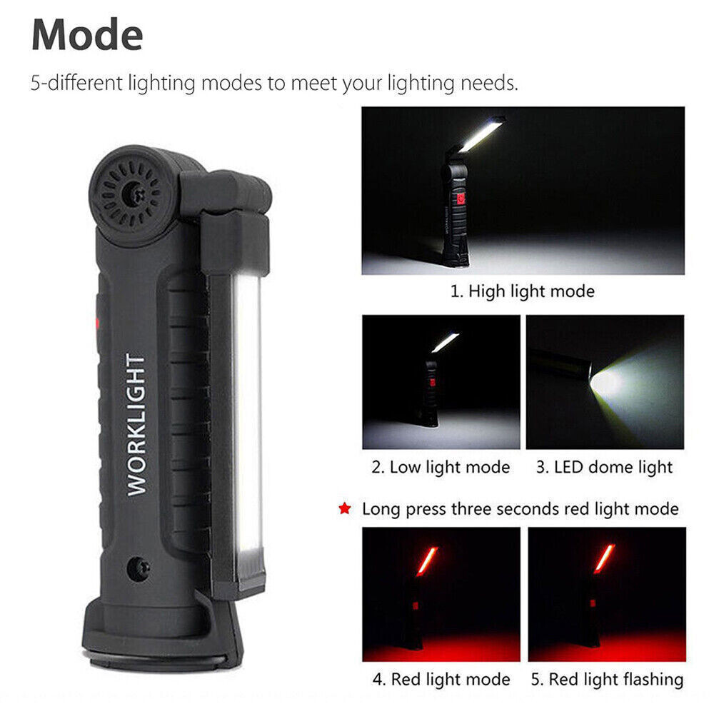 1/2/4PCS Rechargeable LED COB Work Light Mechanic Flashlight Lamp Magnetic Base