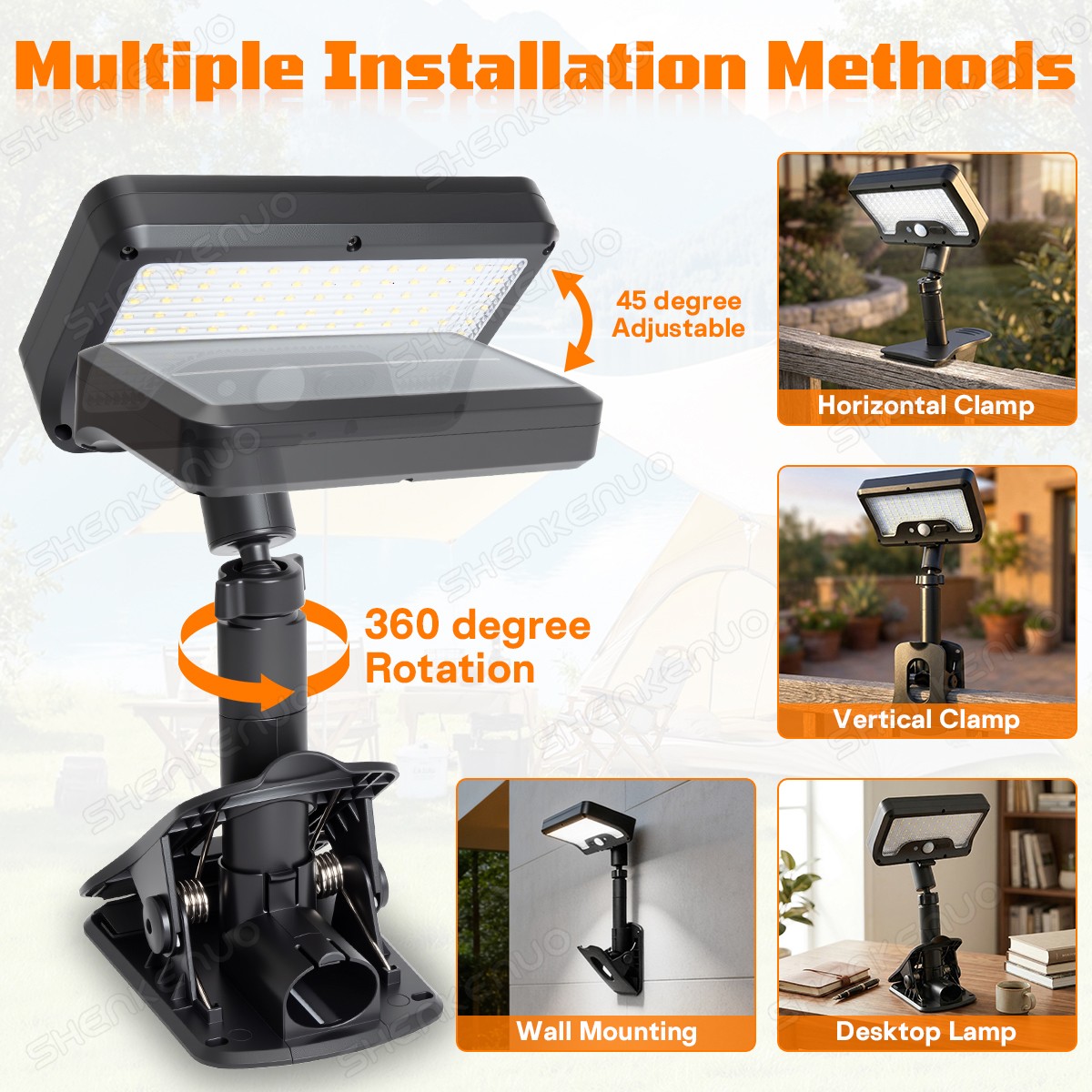 Clip On 92 LEDs Outdoor 360°Rotatable & Vertically Adjustable Solar Fence Lights