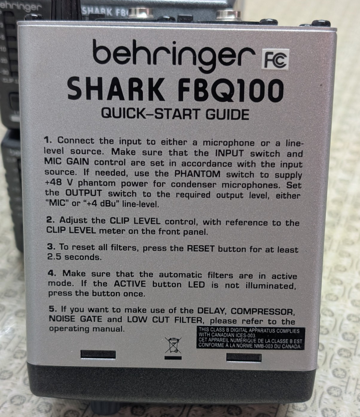BEHRINGER SHARK FBQ100 Automatic Feedback Destroyer August 2016 - 3 Available