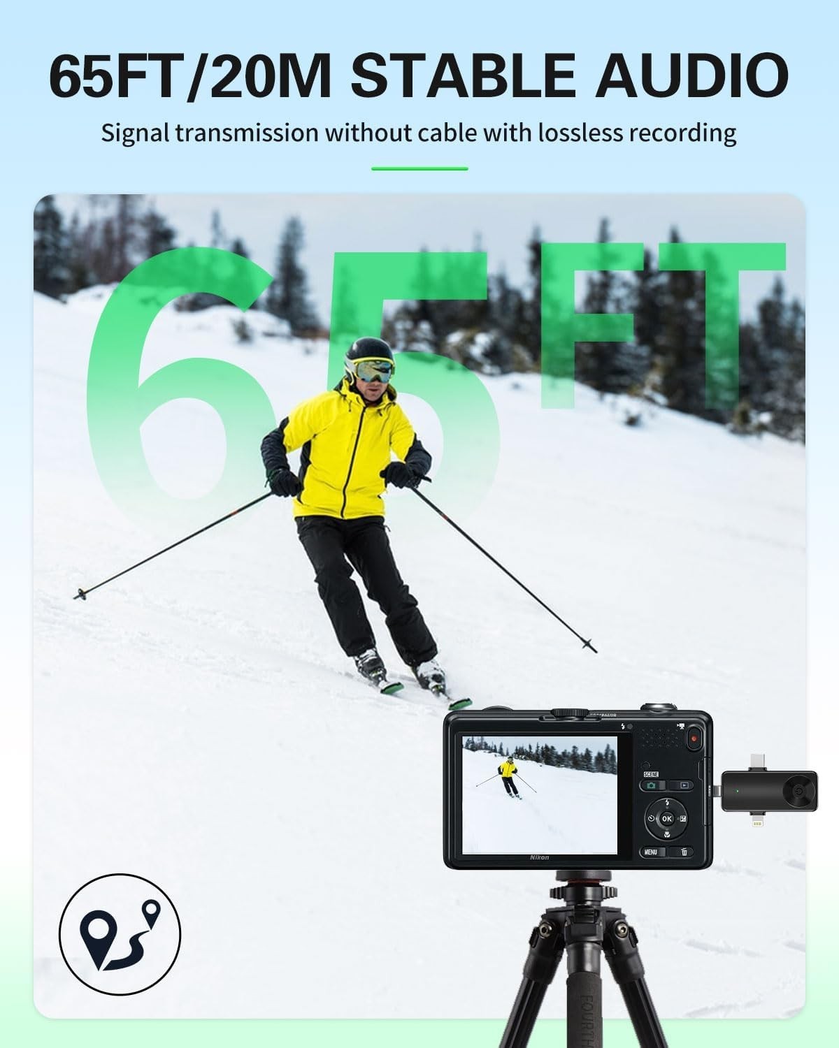 Wireless Lavalier Microphones Compatible for iPhone, Android Phone, Camera, C...