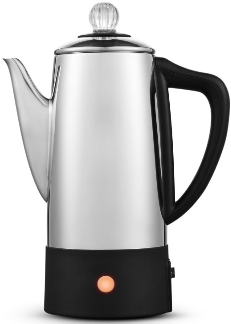 Percolador Eléctrico Café 6 Tazas Acero Inox Mantener Calor Inalámbrico, Nuevo