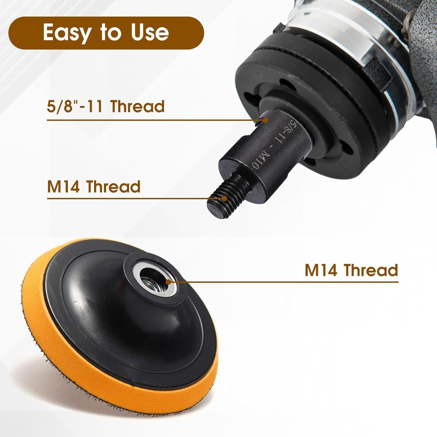 Heavy-Duty Angle Grinder Thread Adapter: 5/8"-11 to M10/M14 for Versatile Use