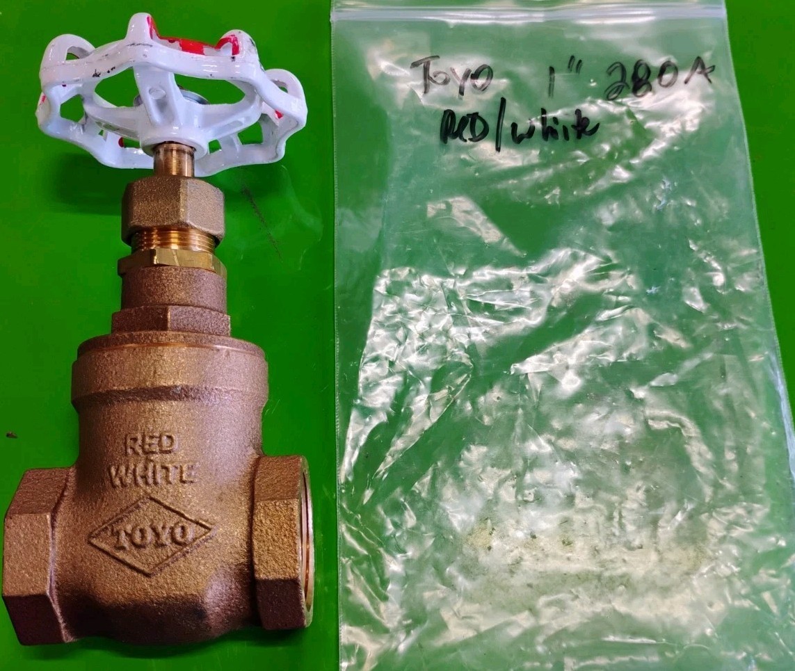 Red White / Toyo 280A 1" Brass Gate Valve - 200 WOG - 125 WSP - No Pkg