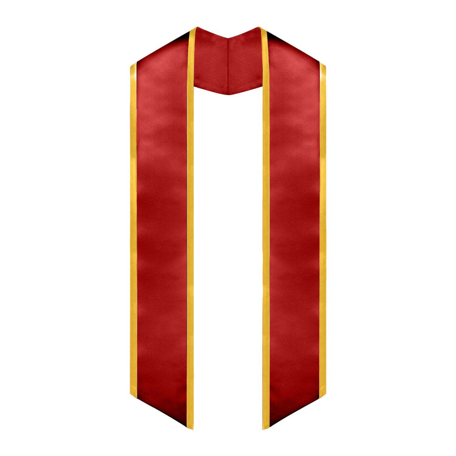 Endea Graduation Red/Gold Plain Graduation Stole With Trim Color