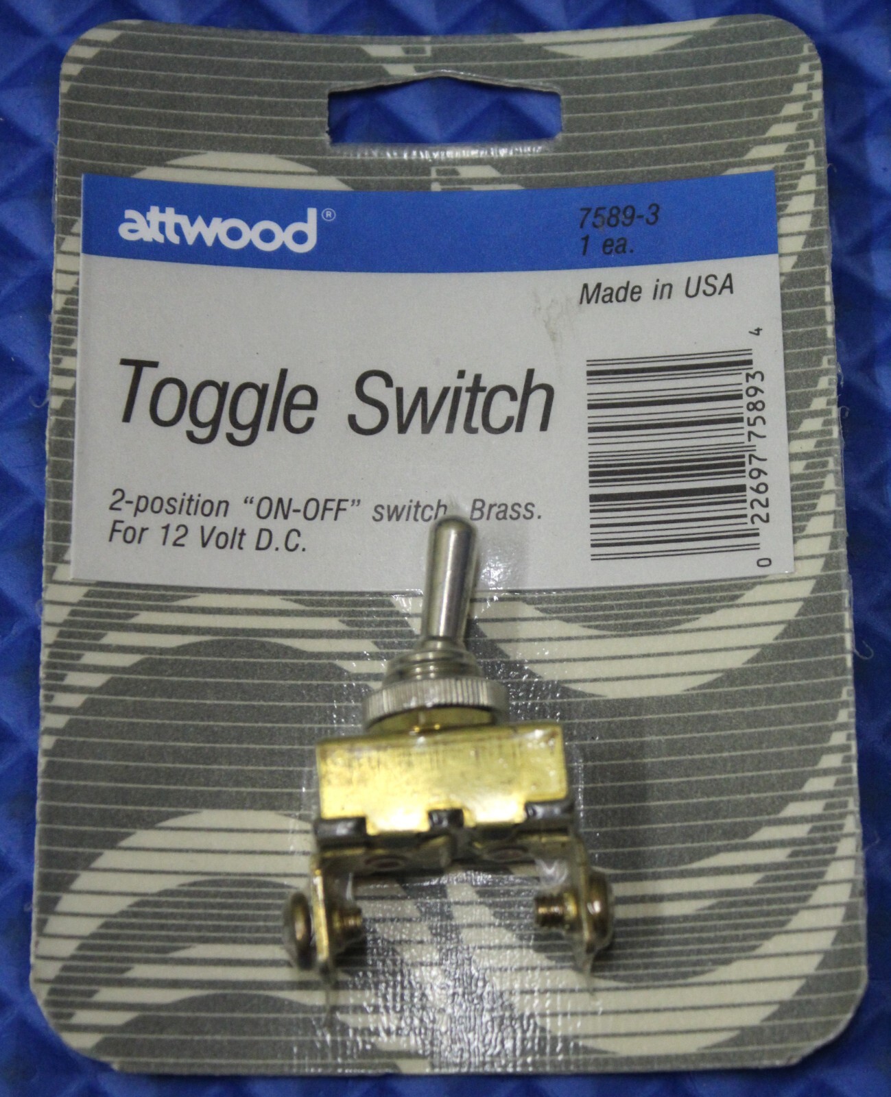 attwood Toggle Switch 2-Position "ON-OFF" Switch  Brass For 12 Volt D. C. 7589-3