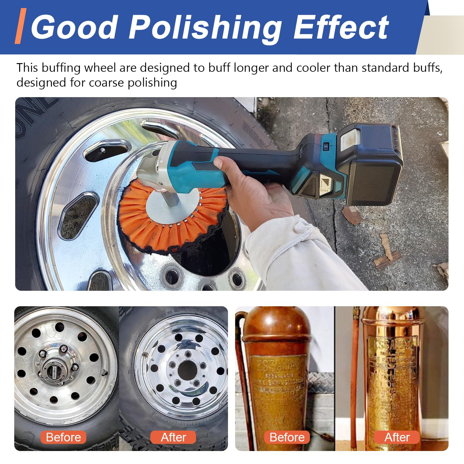 Airway Buffing Wheel Kit 4 Piece Kit (1 Pcs White & 1 Pcs Orange & 1 Pcs Blue &