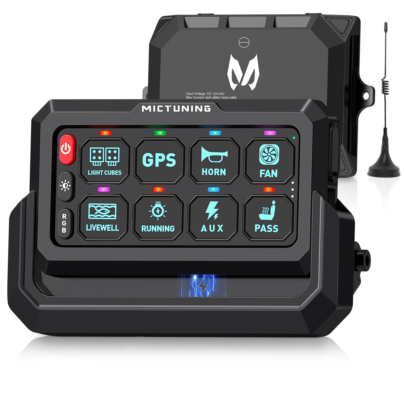MICTUNING RGB 8 Gang Wireless Switch Panel, Circuit Control Relay System Box