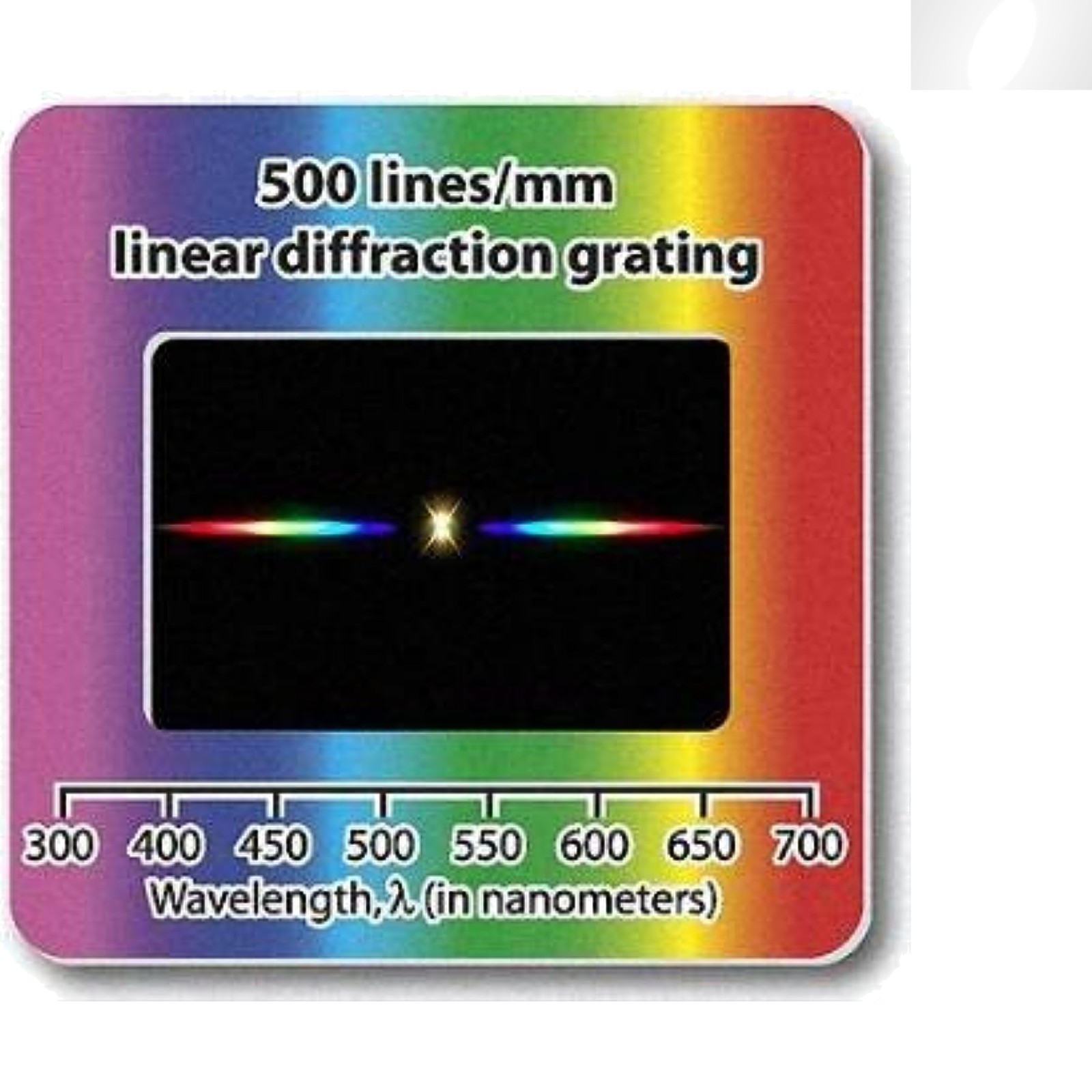 Educational Diffraction Grating Slides, 500 Lines/mm for Classroom Fun - 10 Pack
