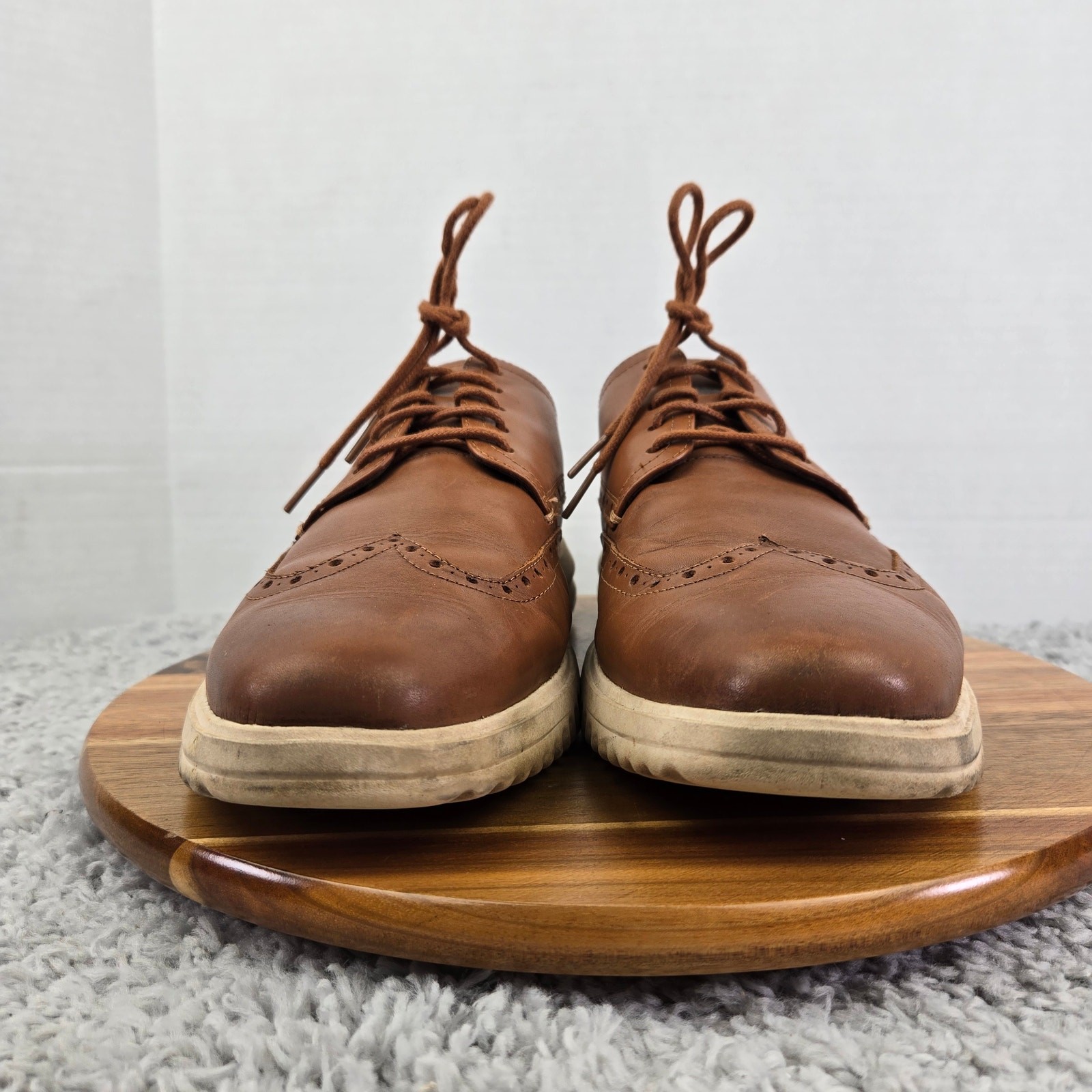 Cole Haan Mens 11.5 Grand British Tan Casual Daily Wingtip Brogue Oxford Sneaker