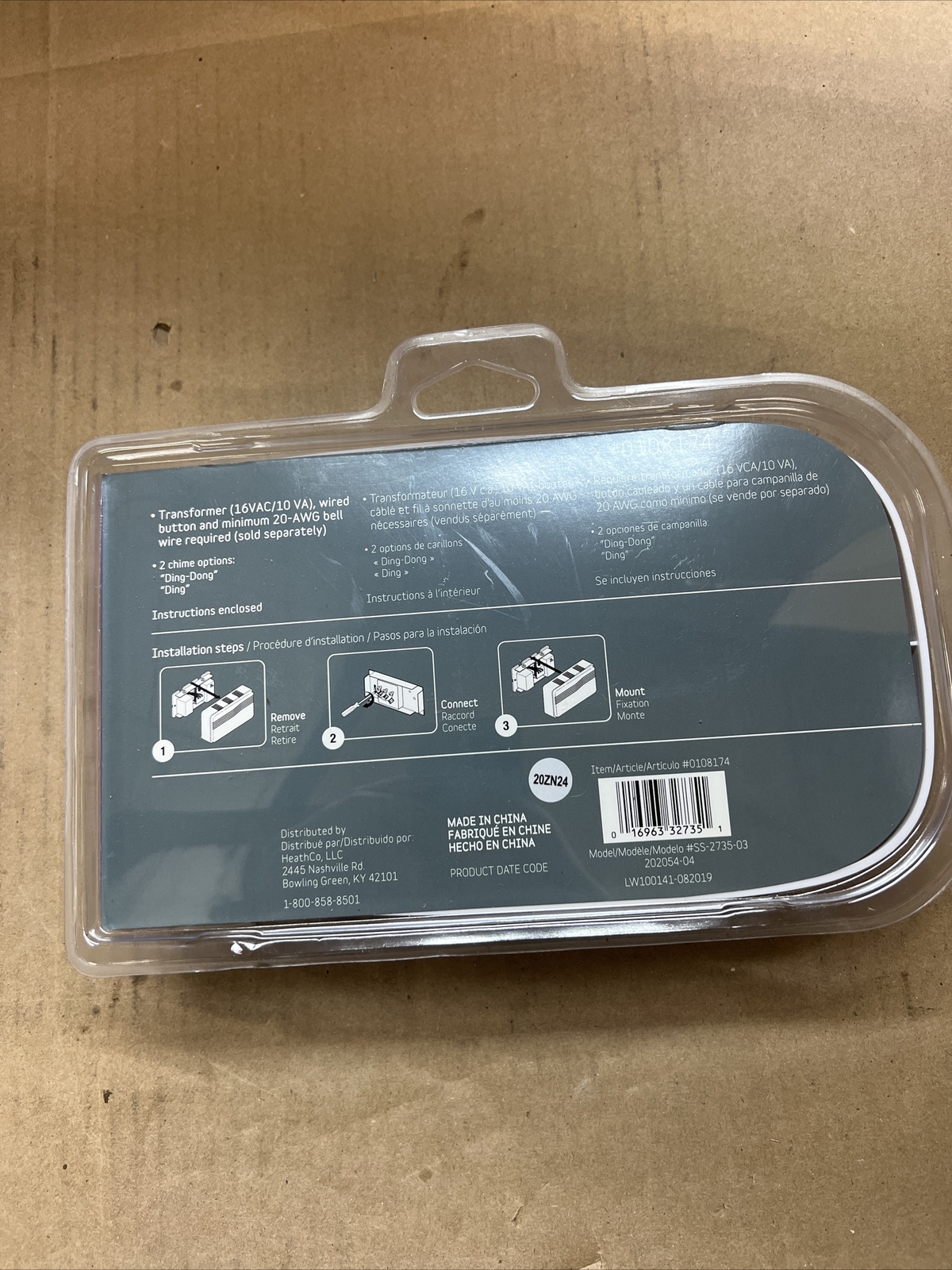 Style Selections Wired Doorbell Cable 2 Chimes 0108174