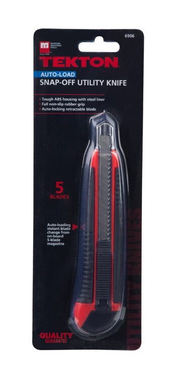 Compact Auto-Load Snap-Off Utility Knife TEKTON 6906
