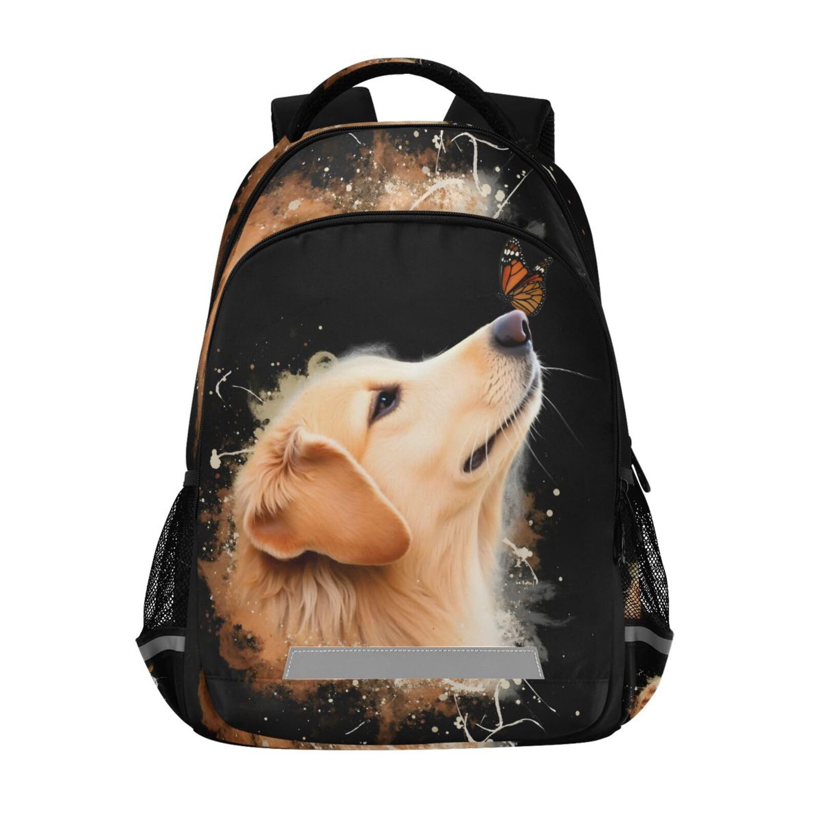 ALAZA Watercolor Golden Retriever Dog with Butterfly Animal Backpacks Travel ...