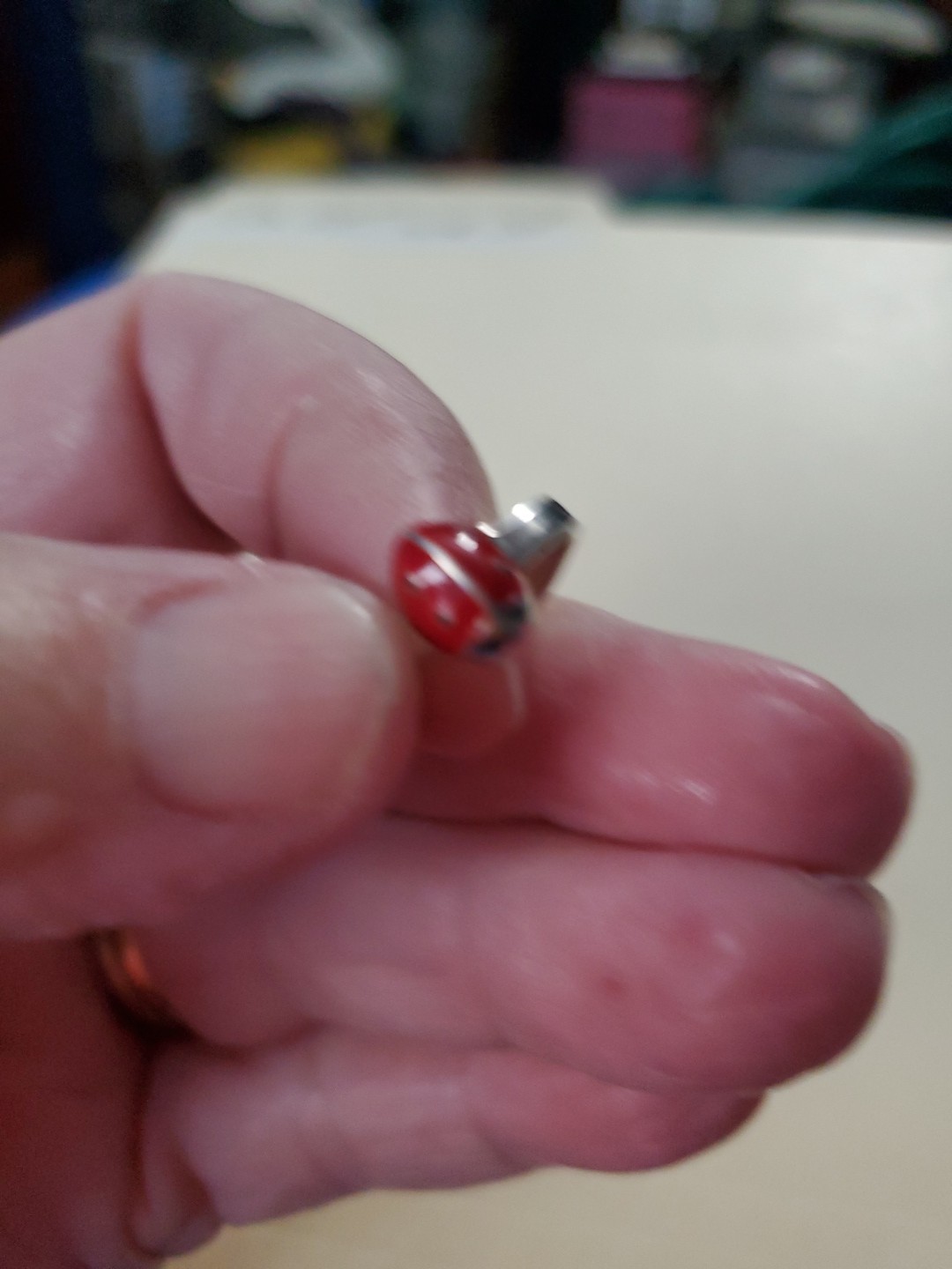 925 Open Back Red Enamel Lady Bug Toe Ring