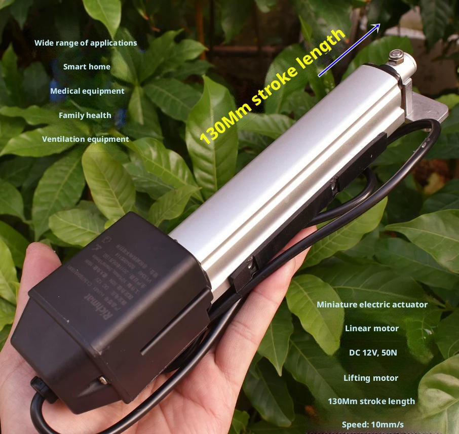 DC12V Electric Linear Actuator 130mm Stroke 50N Thrust Linear Motion Lifter