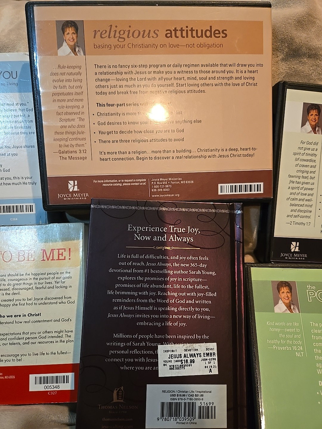 Joyce Meyer 4 CD Set & 1 DVD Lot + 1 Sarah Young Devotional - READ